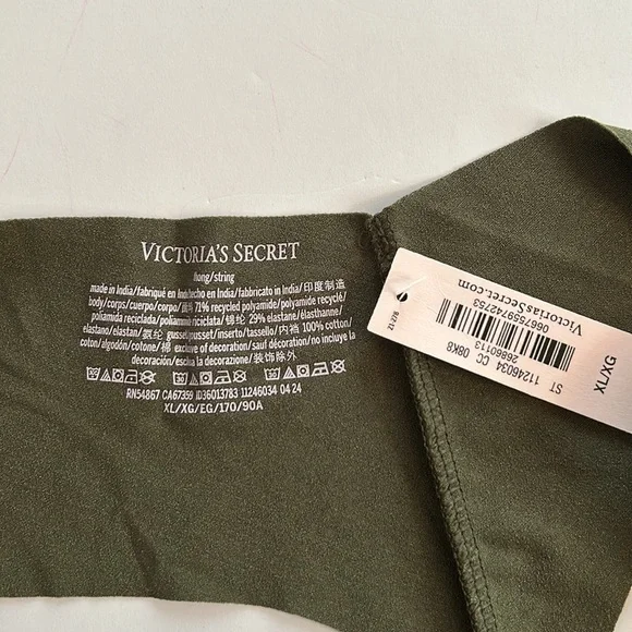 2 pair Victoria’s Secret no show thongs black butterfly shine and casual olive - Picture 9 of 10